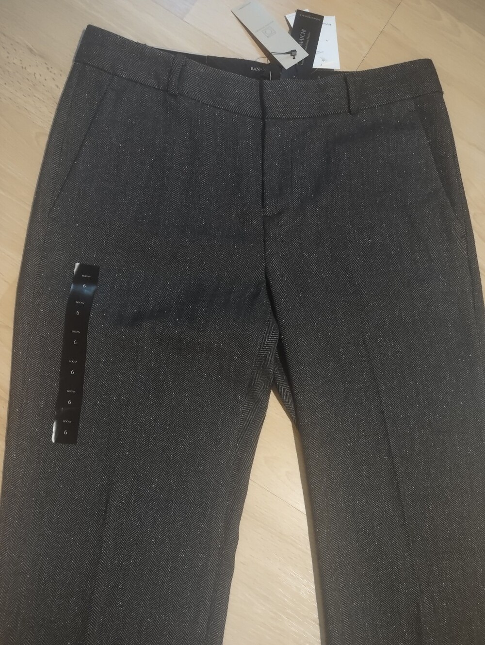 NWT Gray Tweed Dress Pants Straight Leg Mid Rise Heritage Banana Republic Sz 6